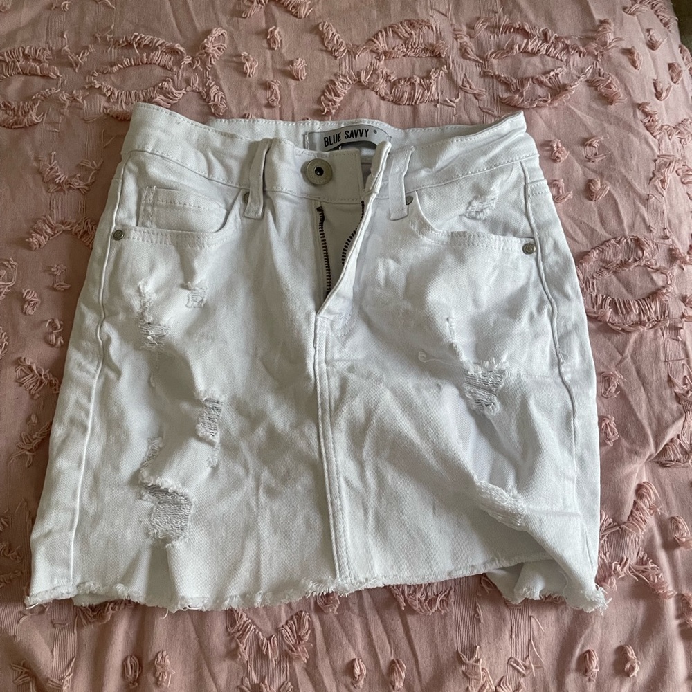White jean skirt
